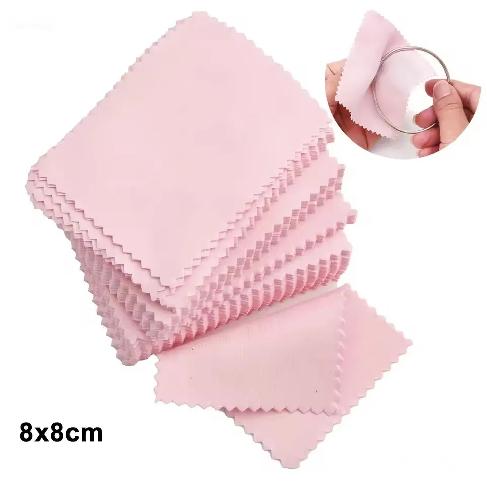 

50pcs Polish Polishing Cloth Pink Color Cleaning Polishing Cloth Soft Clean Wipe Wiping Cloth For Silver Gold Jewelry Tool