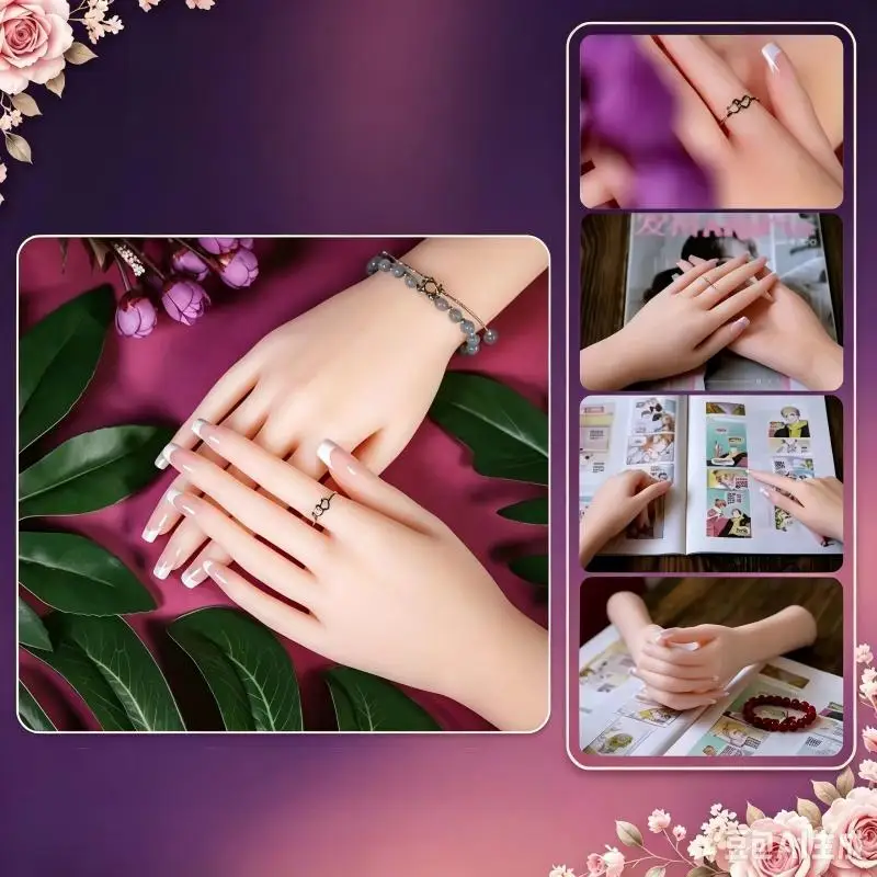 Ultra Realistic Silicone Hand Model for Nail Art Practice And Jewelry Display Fake Hand with Real Skin Touch for Skilled Learn