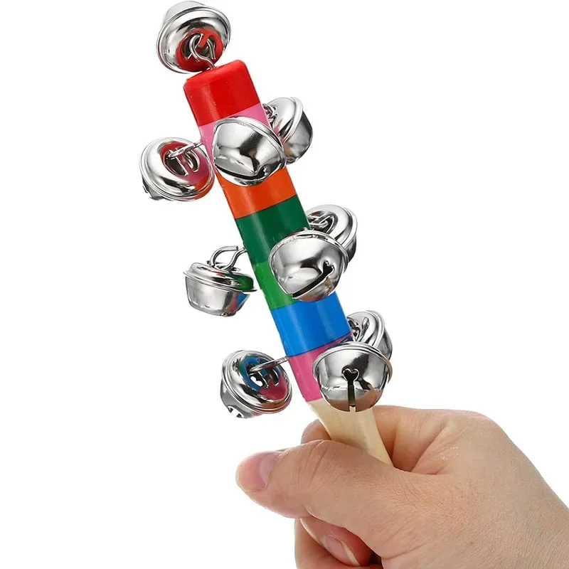 Hand Held Bell Stick Wooden Discussion Musical Toy for Adult Instruments Early Education Stick Shaker