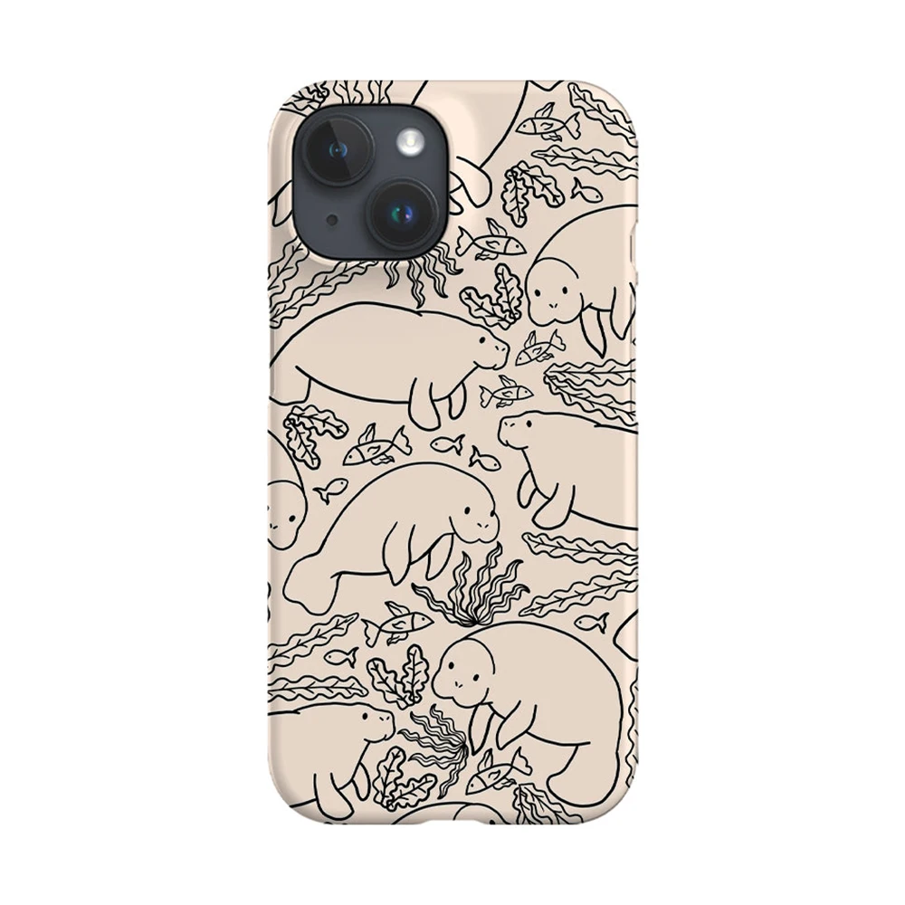 Manatee Coral Reef Scatter funda de teléfono para iPhone 17 16 15 14 13 12 11 X XS XR XSMAX 7 8 Air Pro Max Plus contraportada de doble capa