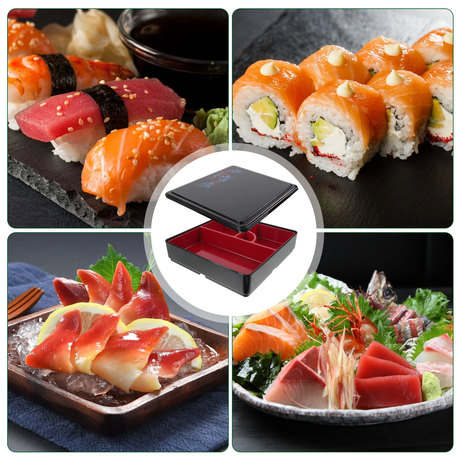 

Sushi Large Capacity ABS Reusable Portable Japanese Lunch Boxes Snack Containers Adult Food Organizer