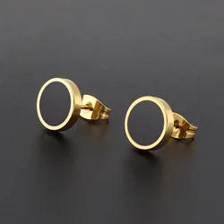 1 Pair Titanium Steel Stud Earrings For Women/Men Simple Drip Oil Round Dumbbell Hypoallergenic Earrings Classic Pop Jewelry