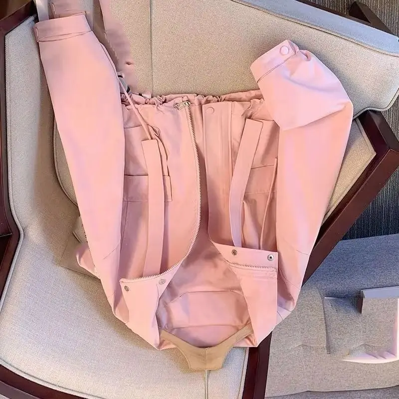 

Spring Autumn Annals Women Thin Style Hooded Leisure Jacket Tops New Spring Loose Fitting Short Hooded Workwear Tops Coat