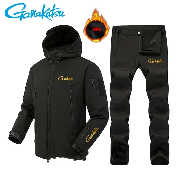 

Gamakatsu 2025 New Shark Skin Soft Shell Diving Suit Fishing Set Plush Insulation Windproof Camping Outdoor Mountaineering Suit