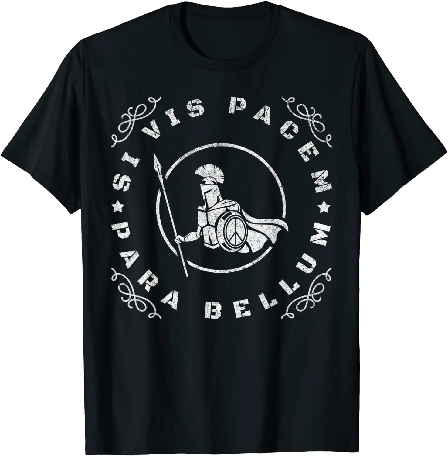 

Si Vis Pacem, Para Bellum. Spartan Warrior Fight Locution T-Shirt 100% Cotton O-Neck Short Sleeve Summer Casual Mens T-shirt