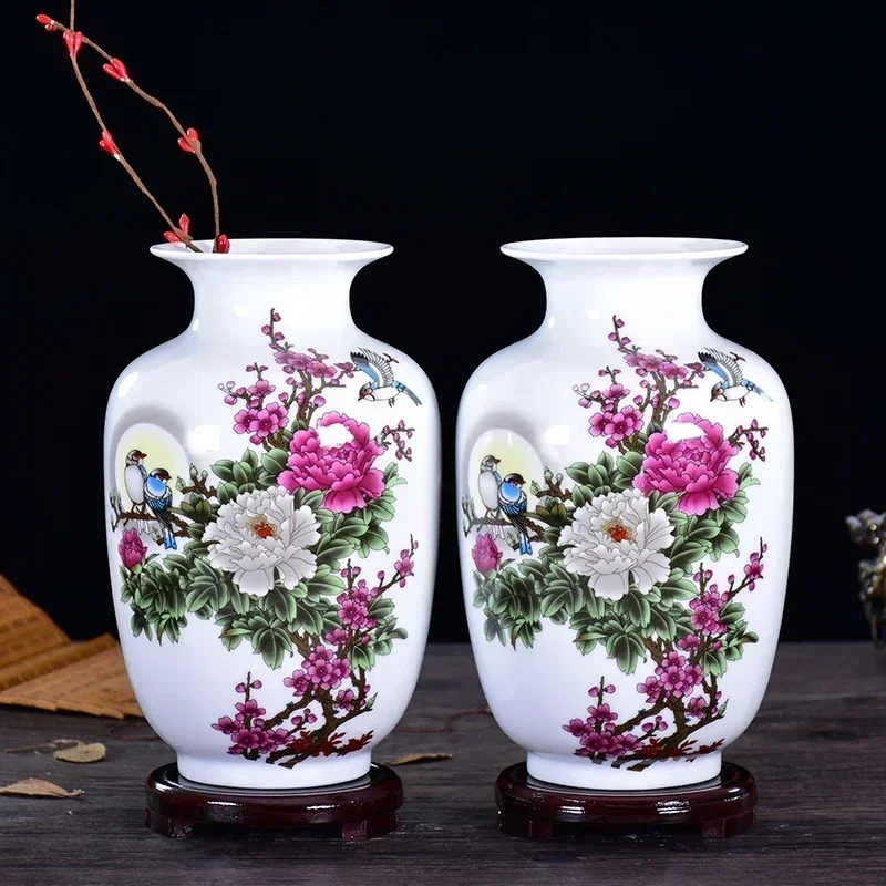 

Jingdezhen Chinese Ceramic Vases Accessories Home Furnishing Crafts Palace Ancient Countertop Flowerpot+Base Porcelain Ornaments