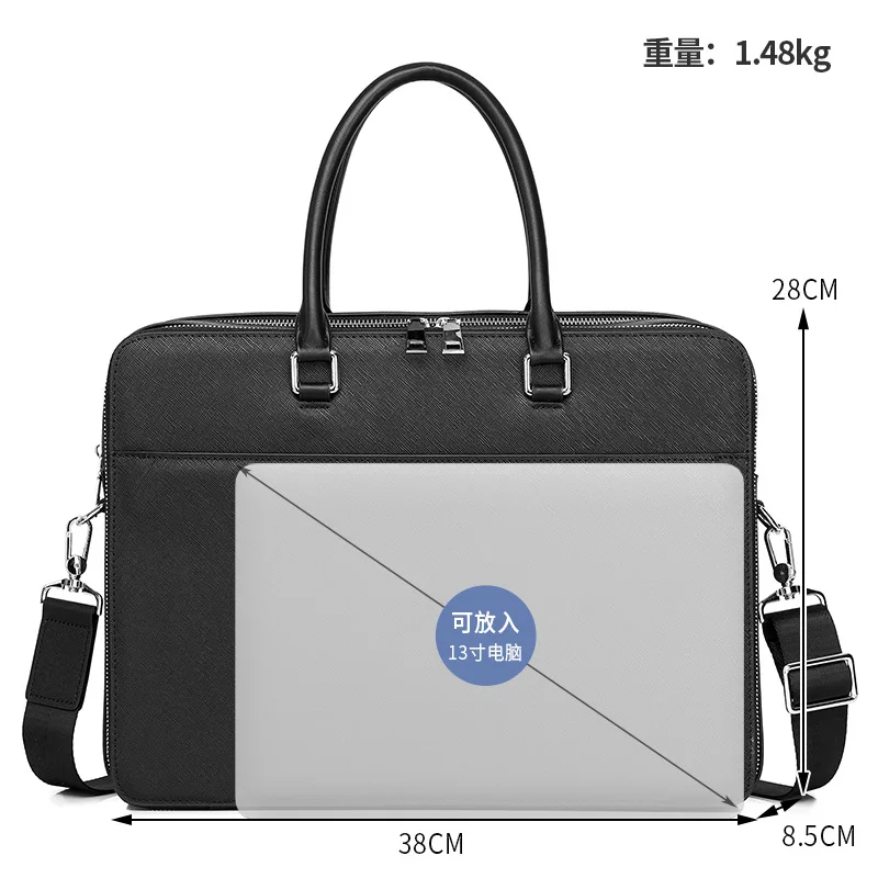 Genuine Leather Briefcase Trendy Large Capacity Business Luxury Men Bag Commuting Fashion Casual Multifunctional Men's Handbag