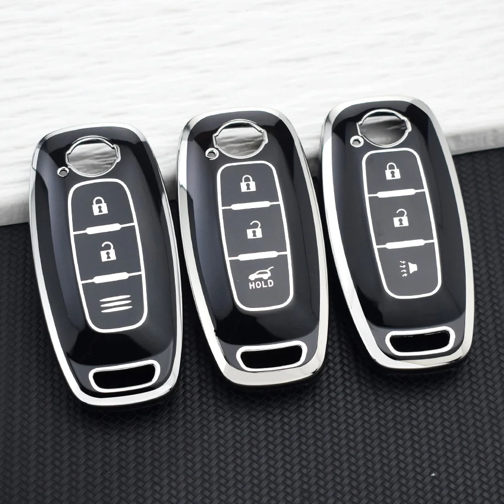 Funda Protectora de TPU Premium de 3 Botones para Llave Remota de Nissan Altima, X-trail T33, Kicks, Qashqai J12, Ariya, Juke, Teana