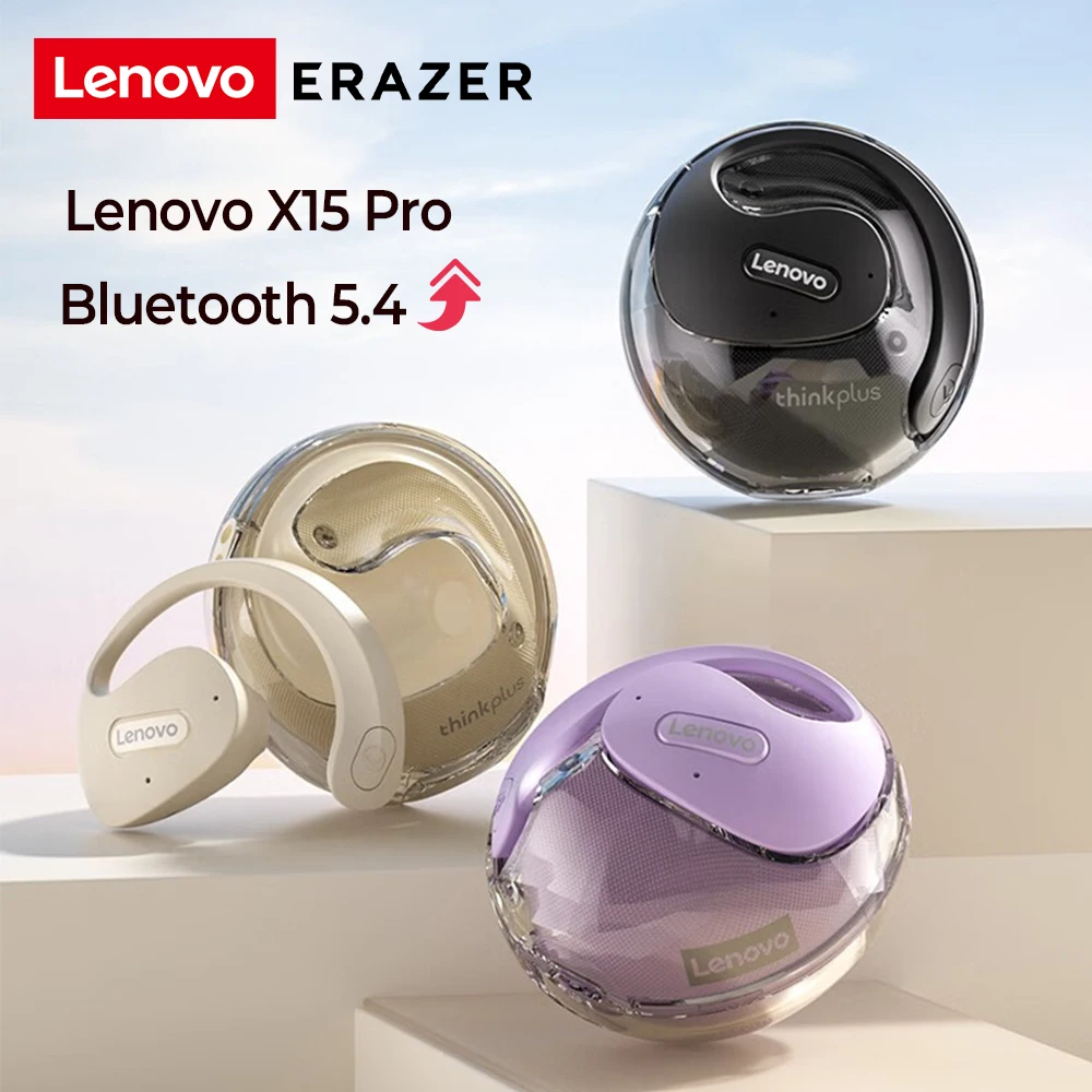 Lenovo-X15 Pro Fones De Ouvido Bluetooth com Microfone, Fones De Ouvido Sem Fio, TWS Earbuds, fone De Ouvido À Prova D 'Água, OWS Esportes Fones De Ouvido, Original