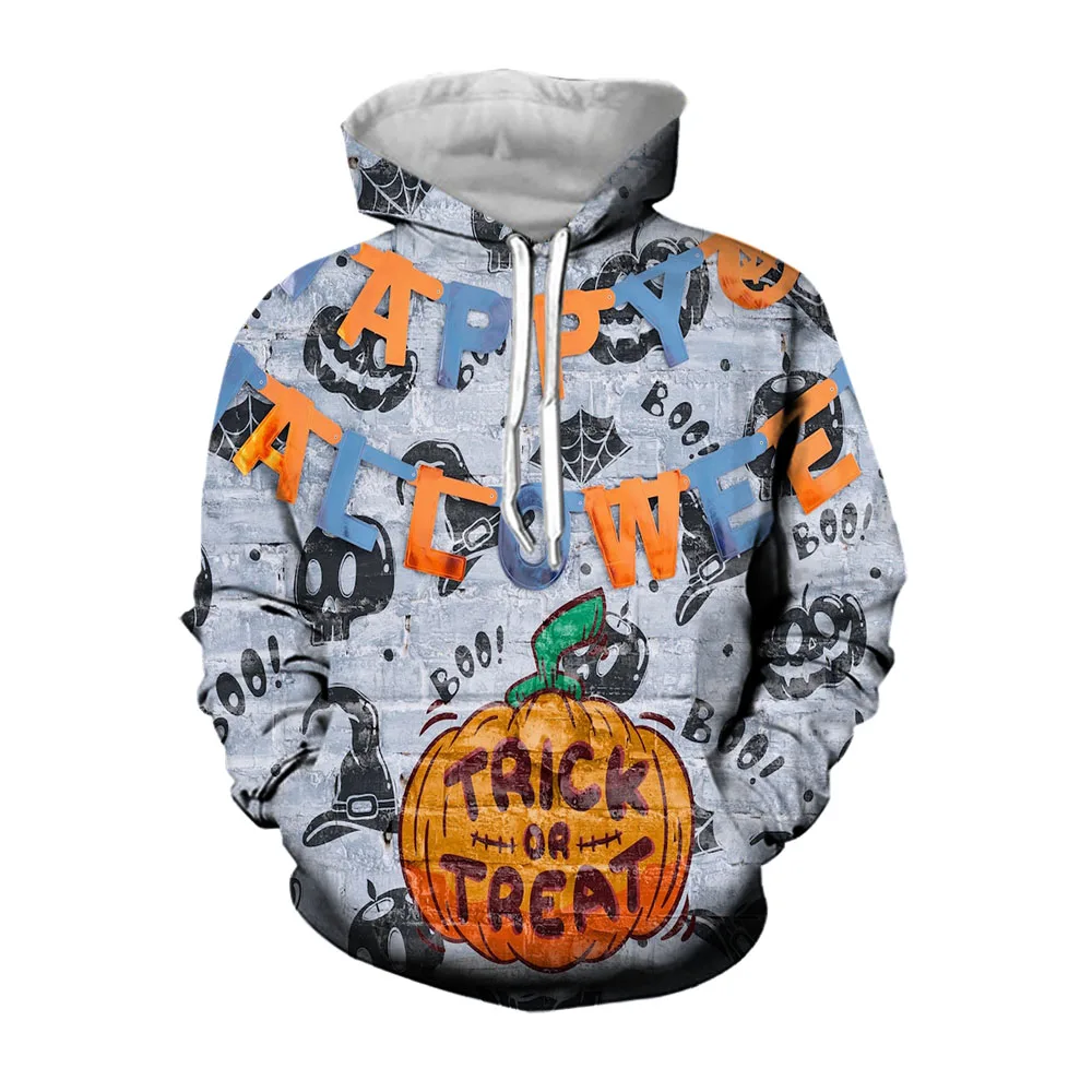 Jumeast 3D Printing Halloween Party Oversized Hoodie Scary Pumpkin Fashion Streetwear Comfortable Hoodies For Men Casual Coat