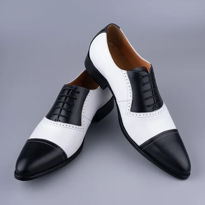 New Men\'s Formal Leather Shoes Men Leather Casual Breathable Men\'s Leather Shoes Business Versatile Lace-Up Fashion Dress Shoes