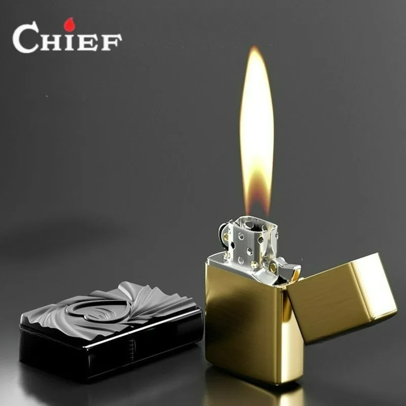 CHIEF Lighter Windproof Kerosen Lighter, Gift for Husband's Boyfriend's Birthday, Heartbeat Smoking Accessories Gadgets for Men