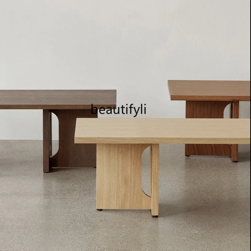 

zzNordic Minimalist Mid-Ancient Silent Style Tea Table Marble Solid Wood Home Living Room Low Table