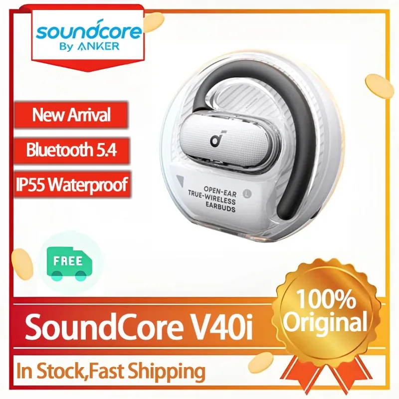 

SoundCore Original V40i Tide Voice Coil Wireless Bluetooth Earphones with Over The Ear Call Noise Reduction and Stereo Acoustics
