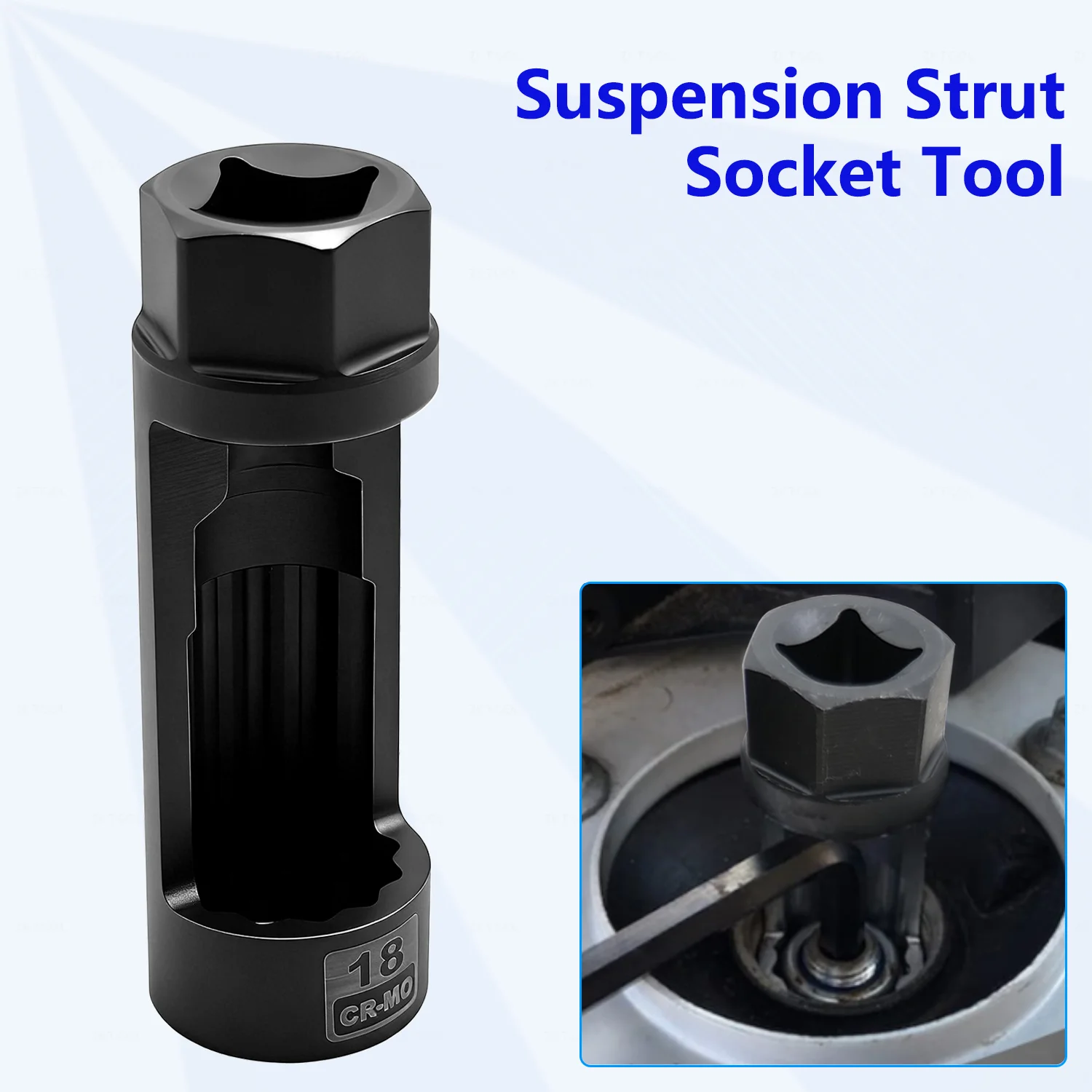 1-Piece Shock Strut Nut Socket Set, 18mm Suspension Strut Socket Tool, 1/2