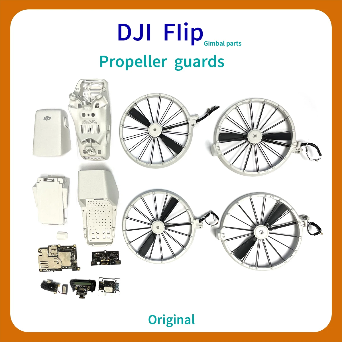 Piezas de repuesto originales FLIP superior, carcasa media, placa base GPS ESC, motor, protector de hélice, cable de soporte, para DJI Flip