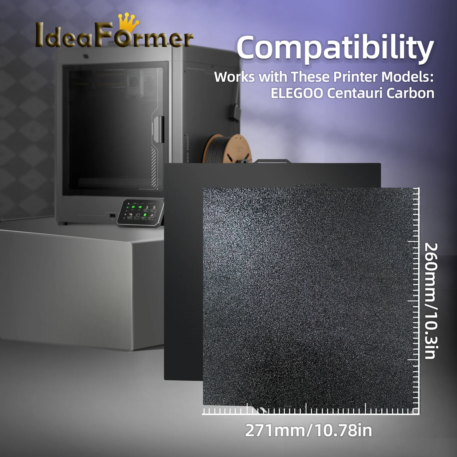 260 x 271 mm Bauplatte für Elegoo Centauri Carbon Smooth PEI strukturiertes PEI-Blatt Federstahl doppelseitiges 3D-Drucker-Zubehör – Detail 10
