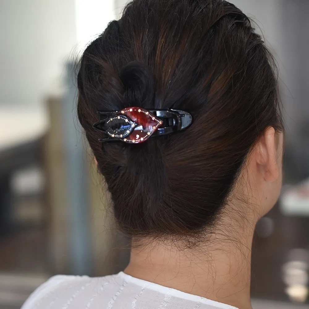 Women Headwear Cute Hair Clip Leaf Hair Grip Fashion Hair Claw Rhinestone Hair Accessories For Women