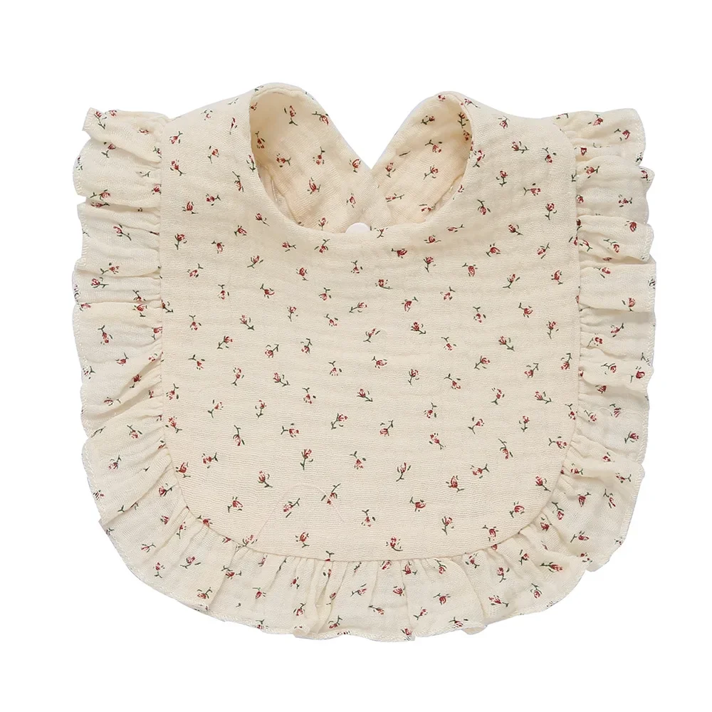 Bavoir d'alimentation pour bébé style coréen, serviette à volants floraux pour nourrissons, coton doux, rot grill pour nouveau-né, bavoir pour enfants en bas âge, nouveau