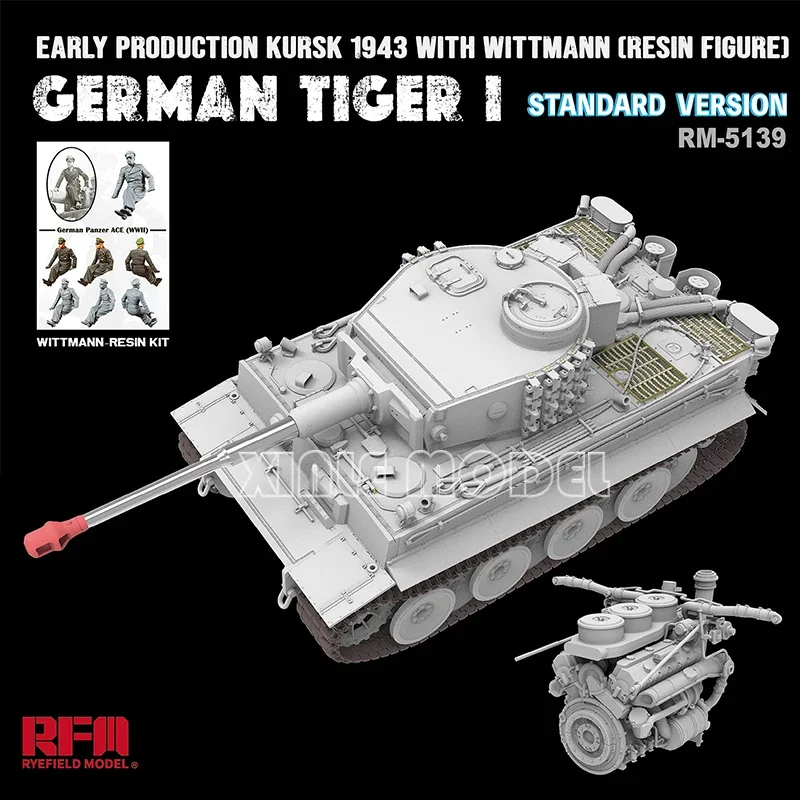 Ryefield โมเดลพลาสติกประกอบถังโมเดล Rm-5139 Tiger I Early Type พร้อม Wittmann เรซิ่นทหาร (รุ่นปกติ) 1/35