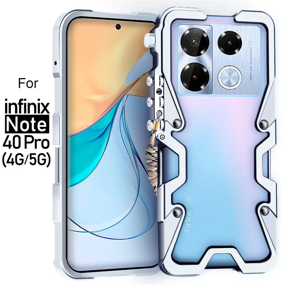 

Противоударный металлический бампер для Infinix Note 40 Pro + искусственная алюминиевая крышка для Infinix Zero 30 Note 30 VIP Pro GT 10 20 Pro