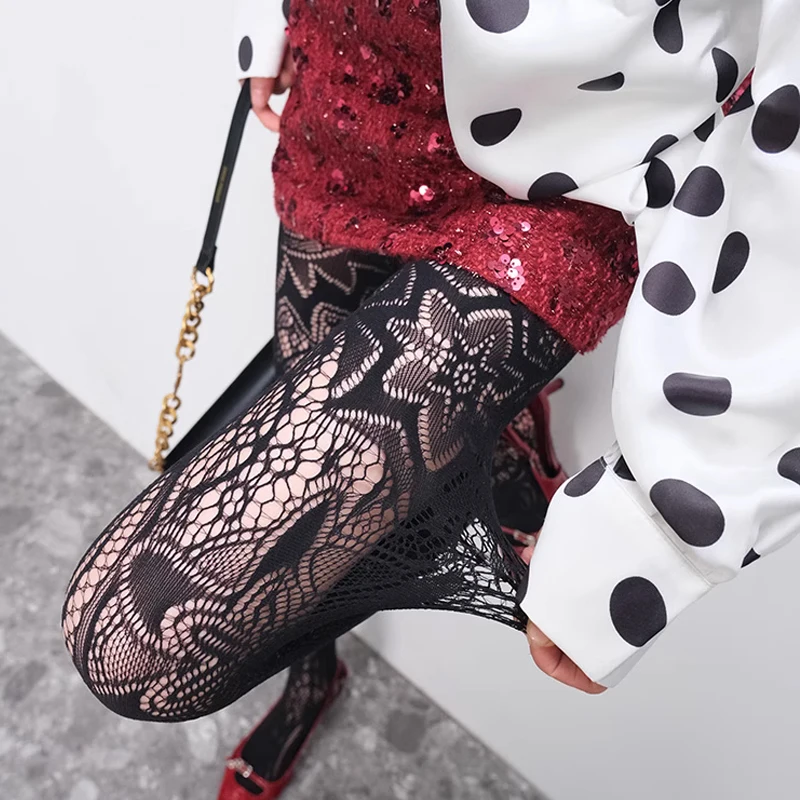 

Новые ажурные носки в западном стиле в стиле ретро на Хэллоуин, темные тотемные кружевные колготки в готическом стиле в стиле панк Y2k, пикантные чулки для субкультуры для девочек