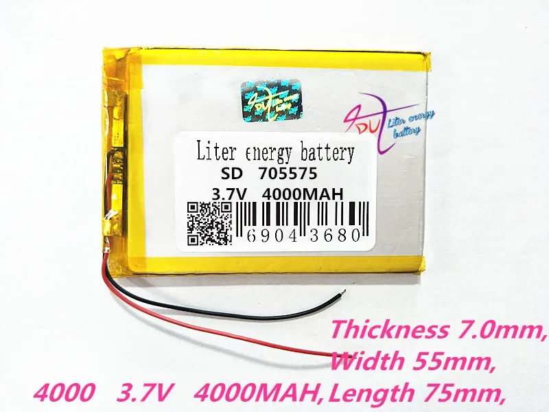 705575 3.7V 4000MAH Rechargeable li Polymer Li-ion Battery For Bluetooth Notebook Tablet PC Rechargeable batteries