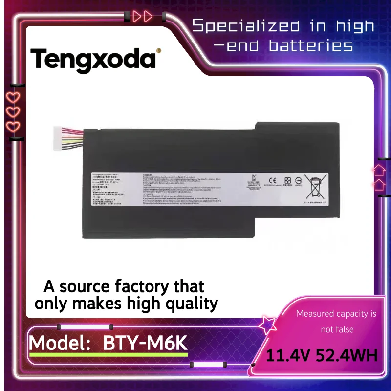 Новый аккумулятор для ноутбука BTY-M6K 52,4WH для MSI MS-16K3 MS-17B4 GF63 8RD 8RC GF75 3RD 8RC 9SC GF65 Thin 9SE/SX 10SDR