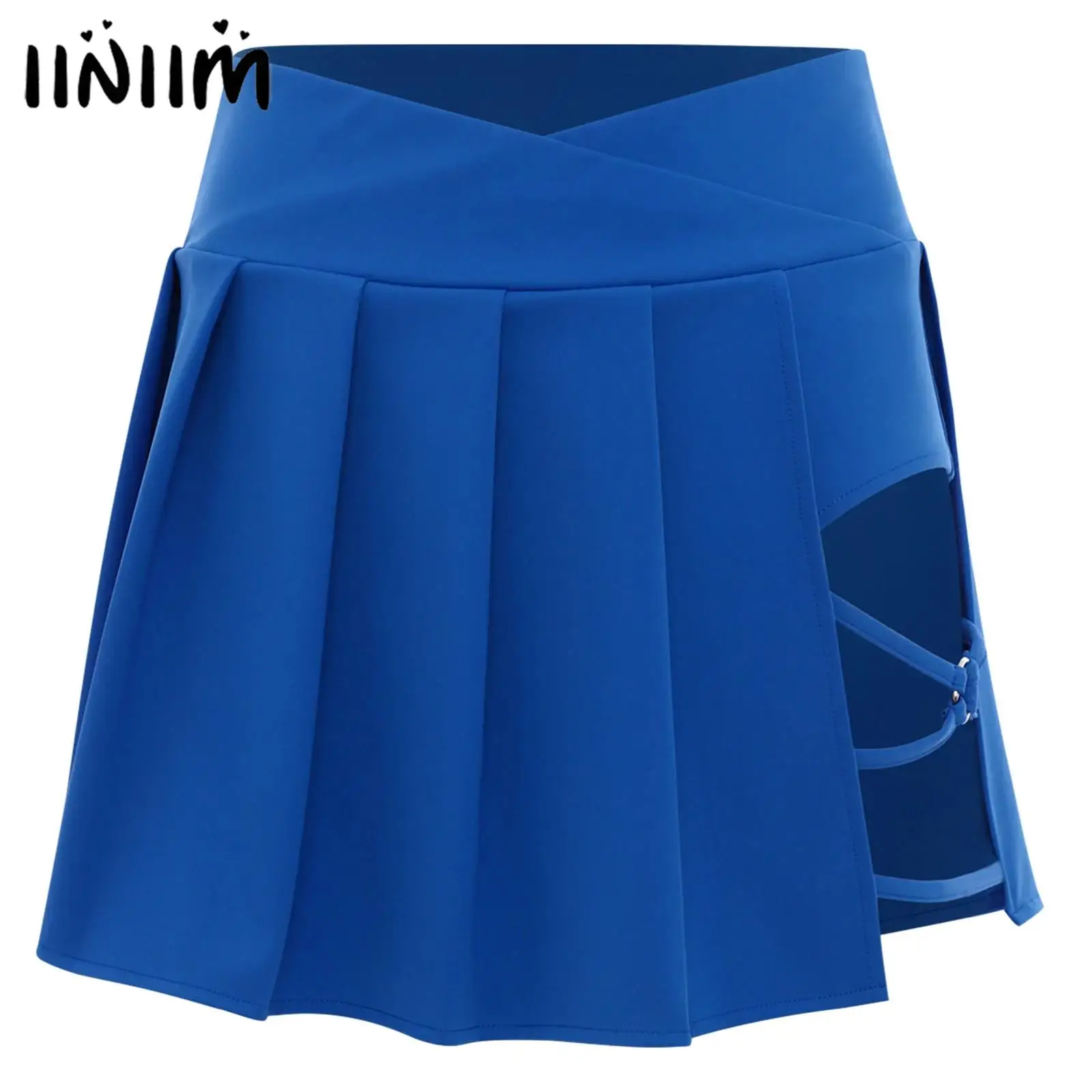 

Женская плиссированная теннисная юбка с разрезом по бокам и ремешками, мини-юбка с перекрестным V-образным поясом спереди и встроенными трусами, спортивные юбки для йоги и гольфа