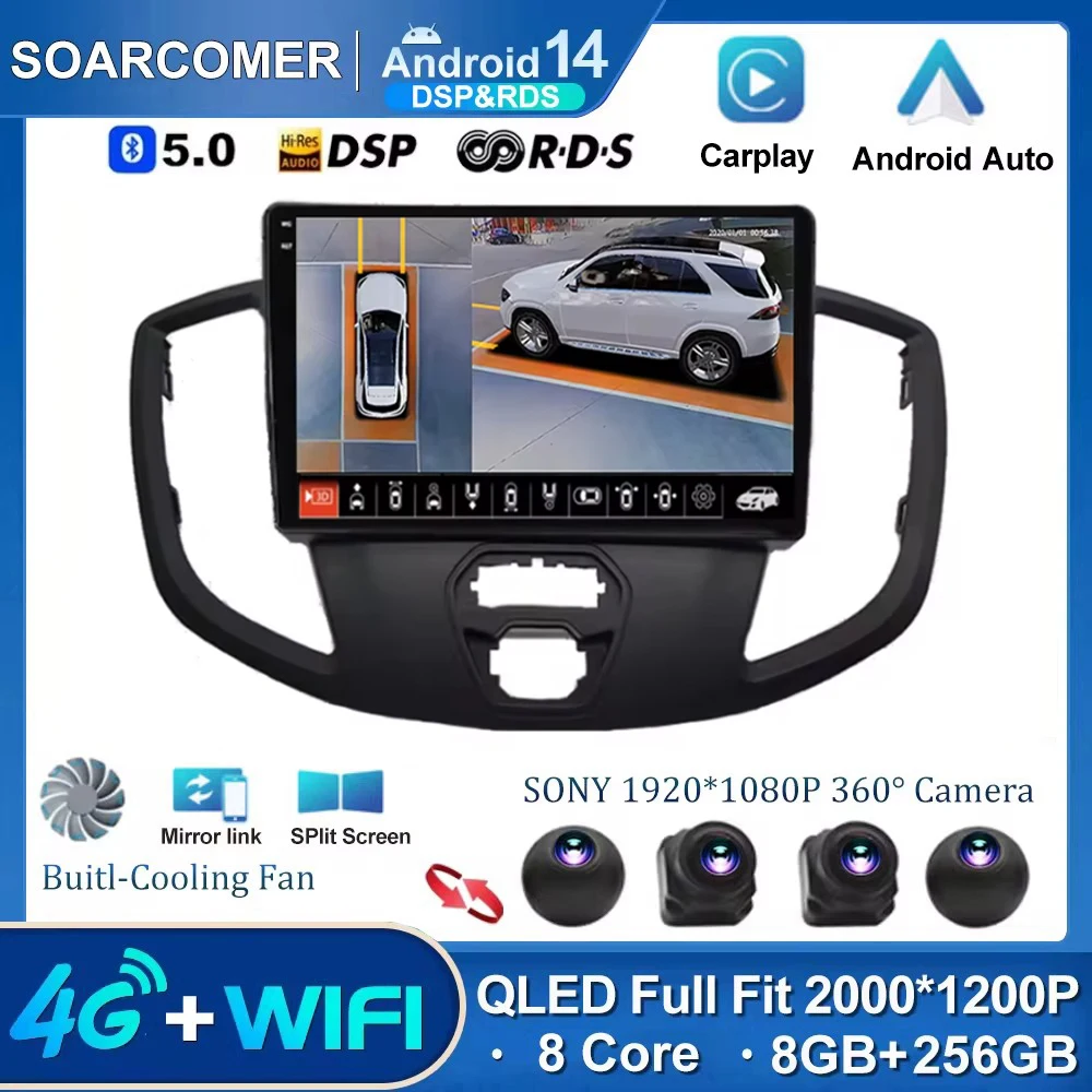 

Android 14 Car Radio For Ford Transit 2015 Stereo DSP Carplay Multimedia Video Player Navigation 4G WiFi Autoradio No 2Din DVD