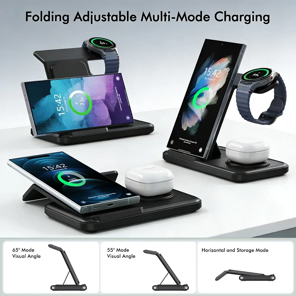 3 IN 1 Wireless Charger Station For Samsung S25 S24 S23 S22 S21 S20 Buds3 Pro/Buds Galaxy Watch 8 7 6 5 4 3 Fast Charging Stand - view 3