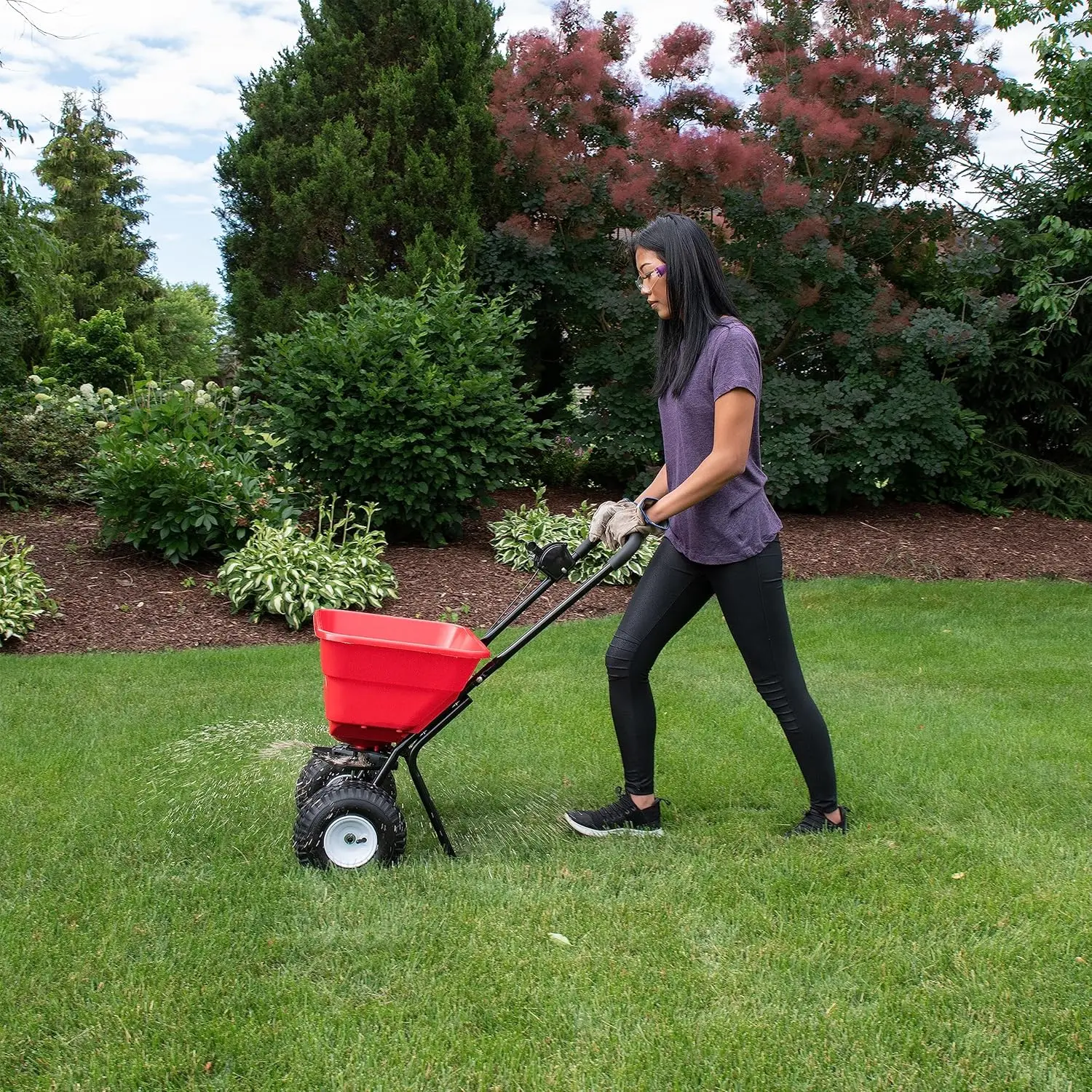 Duty Walk-Behind Commercial Broadcast Spreader Pre-Assembled with Pneumatic Tires, Bui