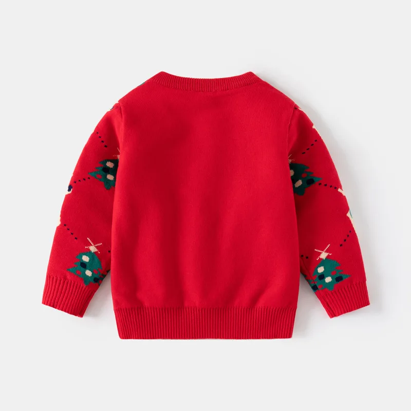 1-6Y niños Otoño Invierno suéter de Navidad algodón ciervo árbol Jacqaured niños pequeños Tops sueltos más terciopelo niños jerseys