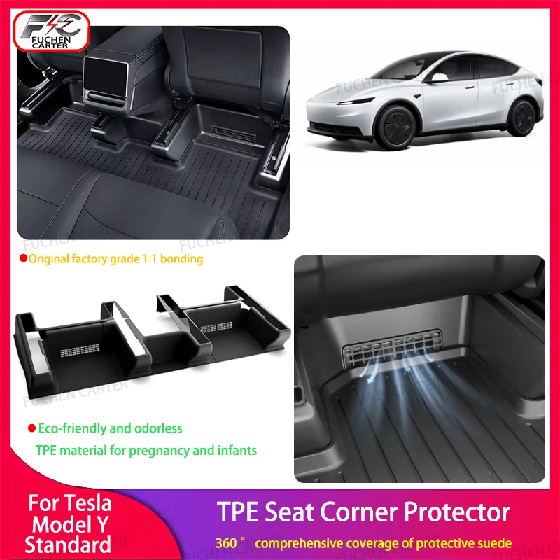 

TPE Full coverage Under Seat Corner Guard For Tesla Model Y Standard 2025 Seat Slide Rails Protector Anti-Kick Cover Accessories