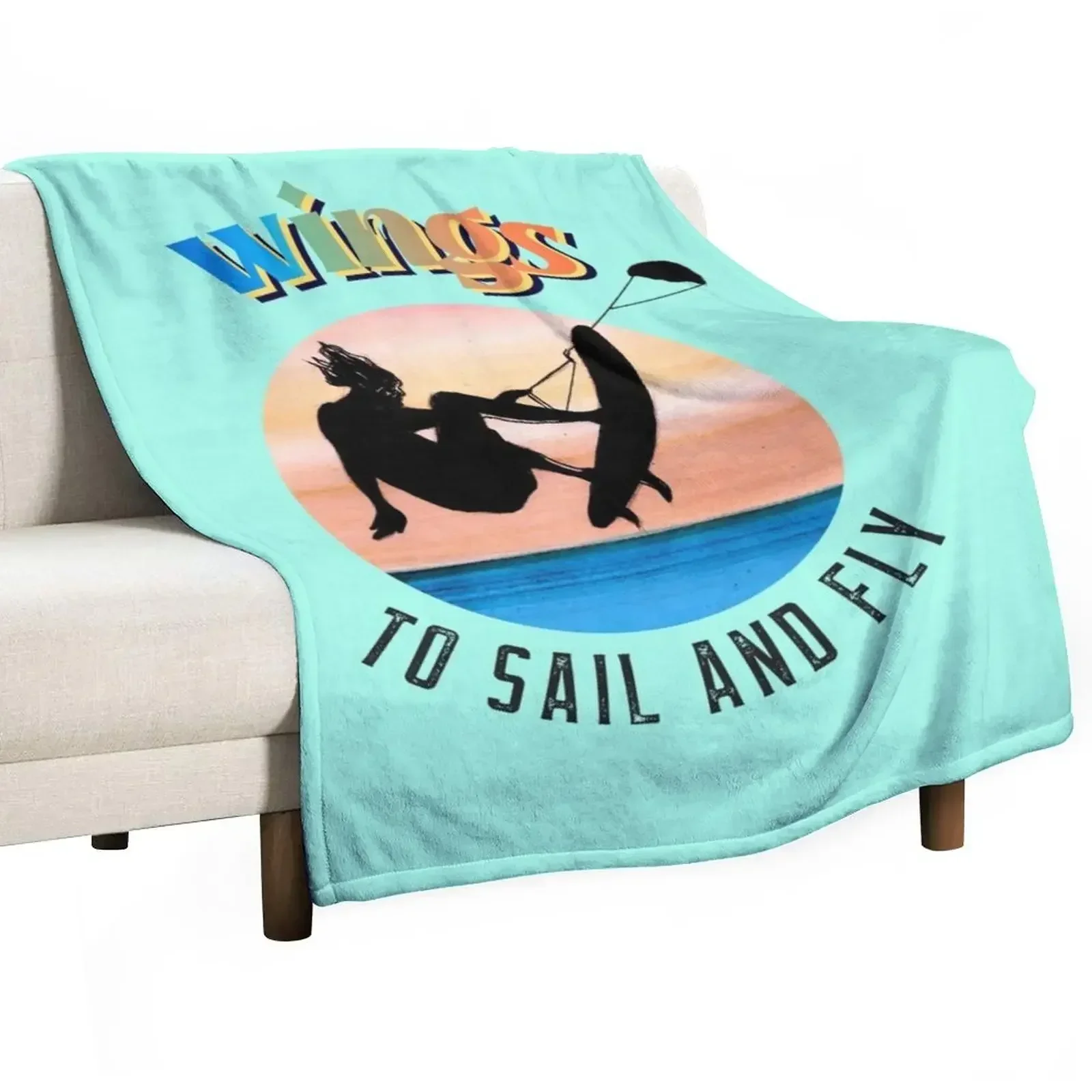 

Kytesurfer illustration wings to sail and fly Throw Blanket Cozy Throw Blanket Birthday Gift for Him Her