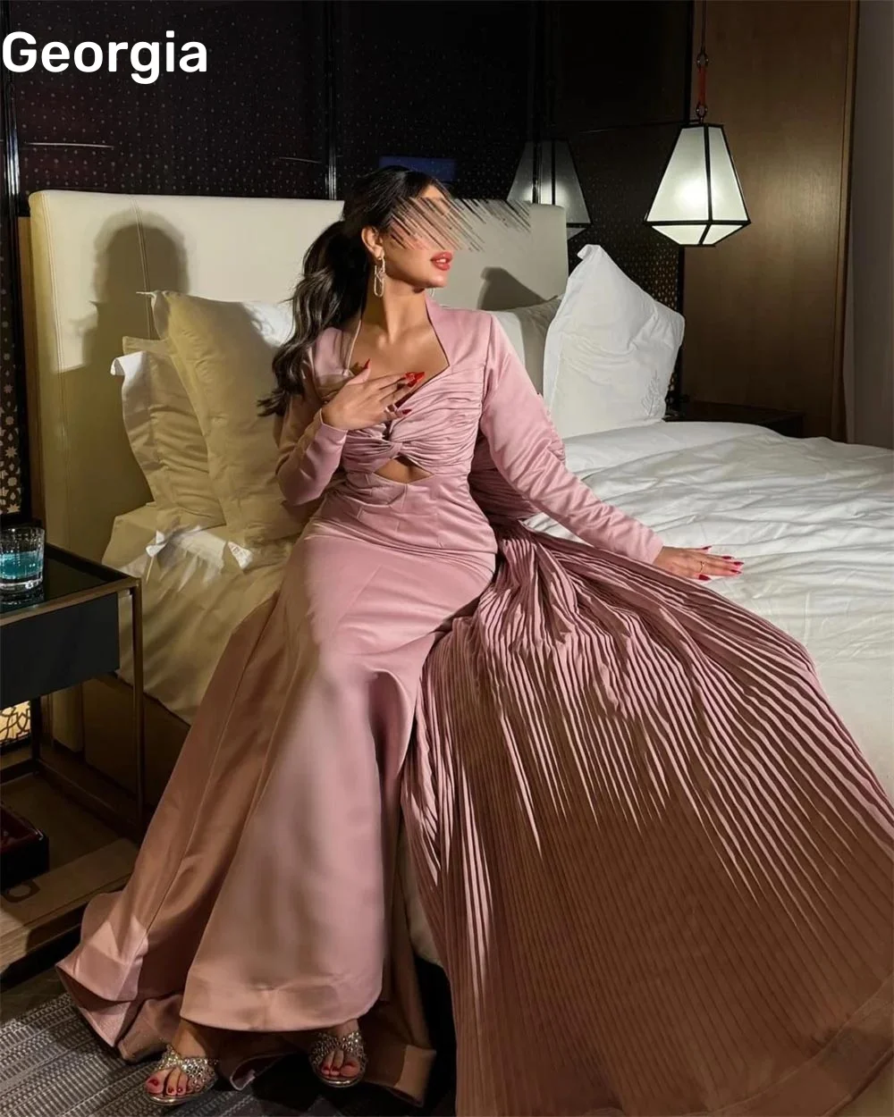 Evening Dress Customize A-Line Square Neckline Floor-Length Elegant And Pretty Women'S Dresses Pink Ruffle Zipper Up Cocktail Dr