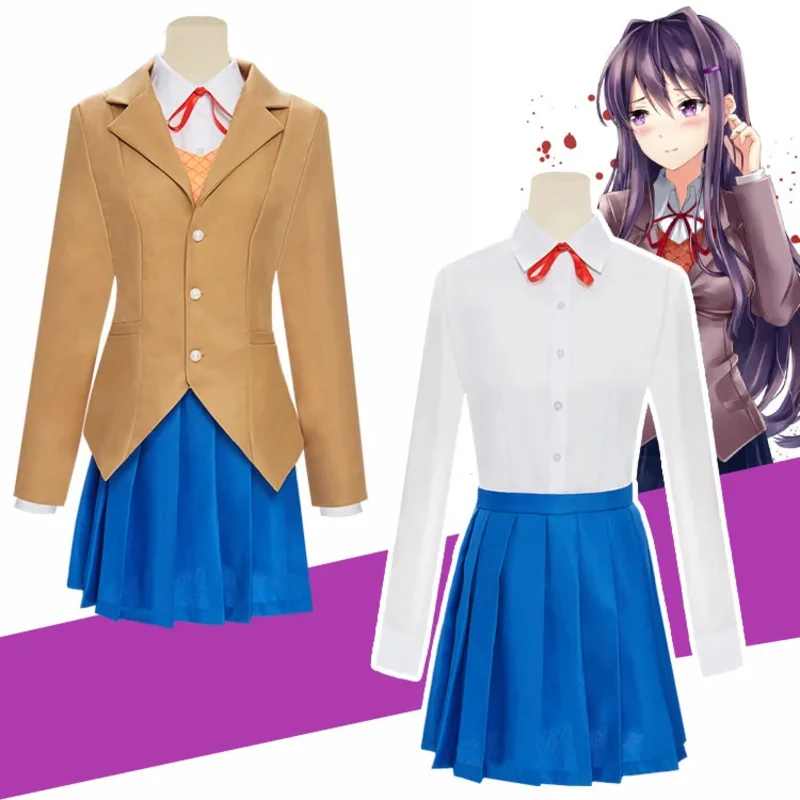 Anime Doki Doki Letterature Club Monika Cosplay Sayori Yuri Natsuki Costume Cosplay Ragazza della scuola Uniforme da donna