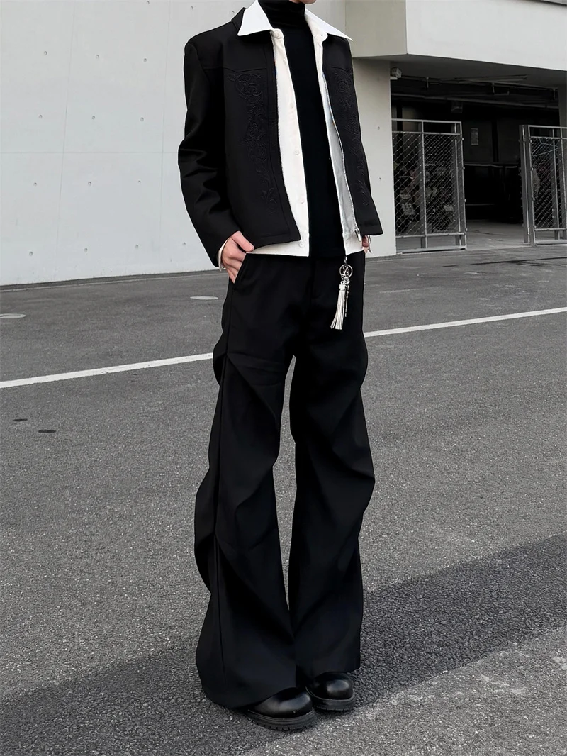 

Bla Straight Leg Men's Suit Pants CleanFit Wide Leg Student Sli Suit Pants Knife Casual Low Waist Loose Fit Winter