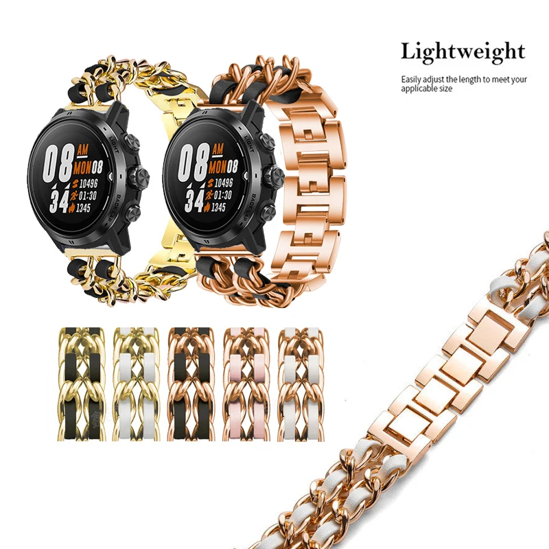 

20mm 22mm Strap Metal Chain Band For COROS PACE 3 2 / APEX 2 Pro 3 42mm 46mm Fashion Leather Bracelet