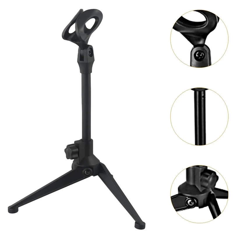 Mini Microphone Stand Desktop Adjustable Tripods For Live Streaming Recording Karaoke Lifting And Weighting Disc Base Shockproof