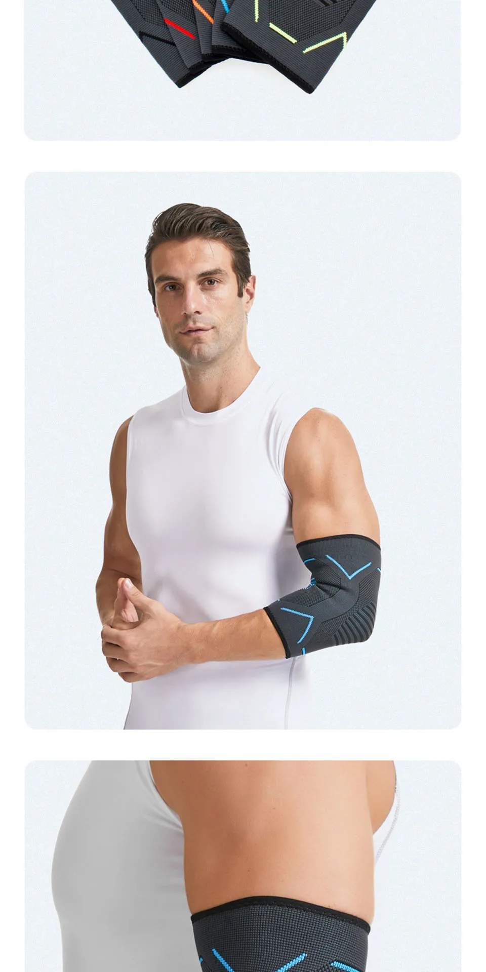 AOLIKES Ellenbogenbandage, Kompressionsmanschette, Armstützhülsen, Unterarm-Schmerzlinderungspads, Hosenträger für Sehnenentzündung, Tennis und Golfer, Ellenbogen – Detail 11