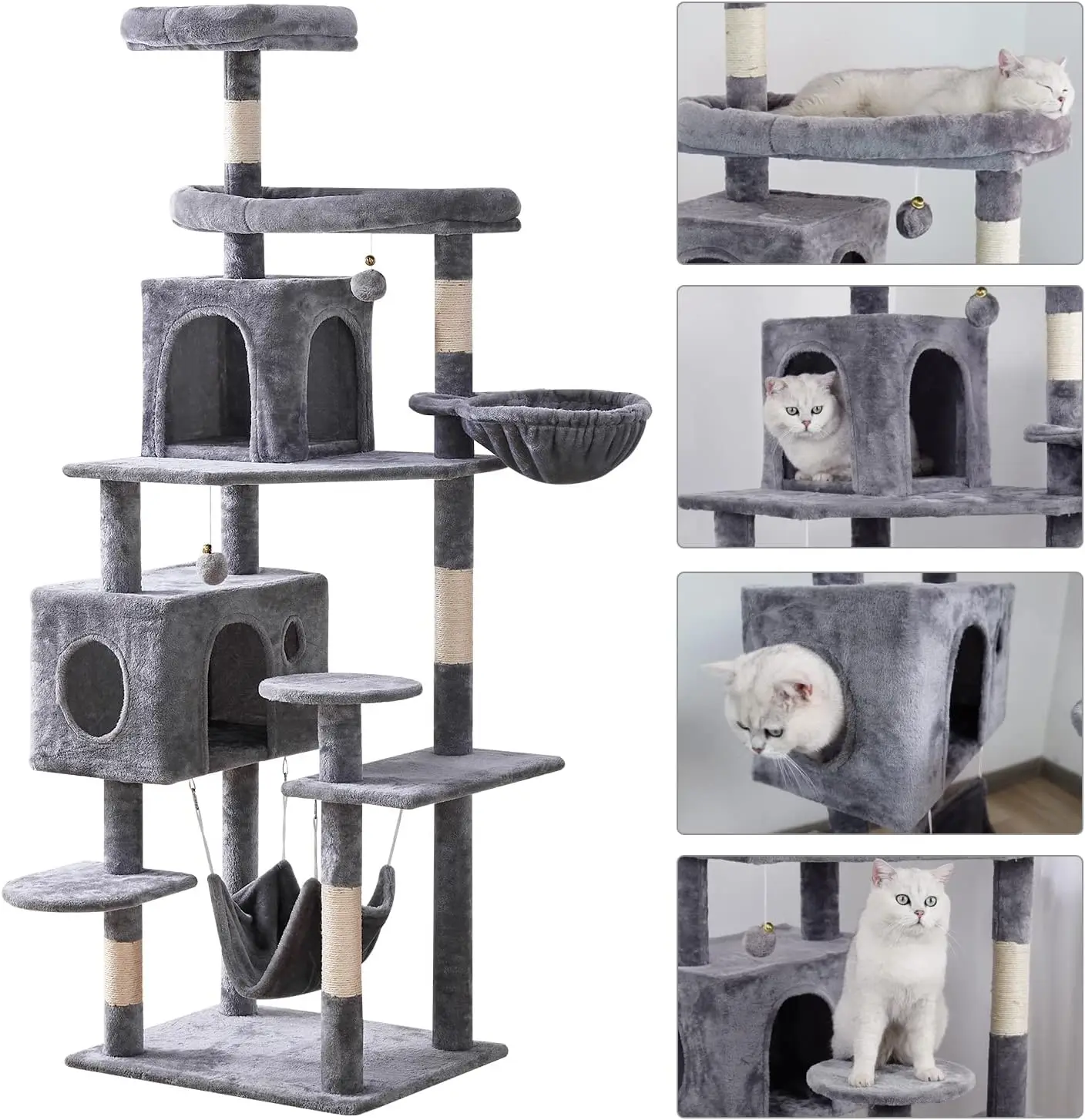 Indoor Cat Tree Tower para gatos, poleiros Plush, Atividade C, 71.6 in