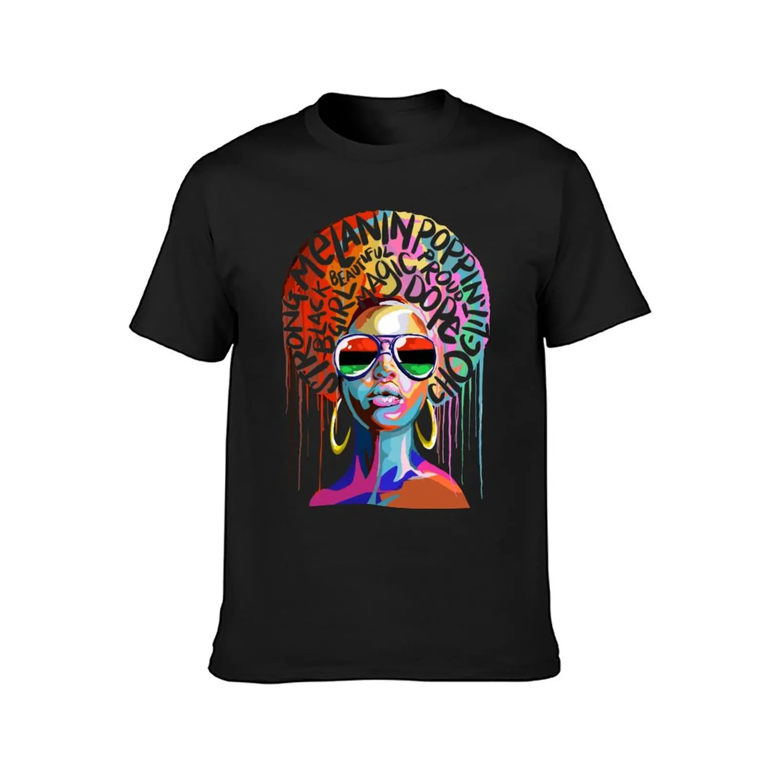 Melanin poppin Afro soul black woman in multicolour T-Shirt plus size tops Short sleeve tee mens t shirt