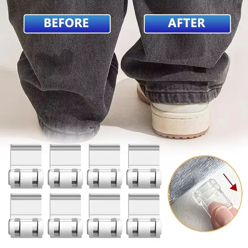 4/10PCS Invisible Leg Shortening Clip, Non-Slip Pants Edge Clip, Quick Fix Hem Clip, Hidden Pants Adjuster, Sewing Accessories