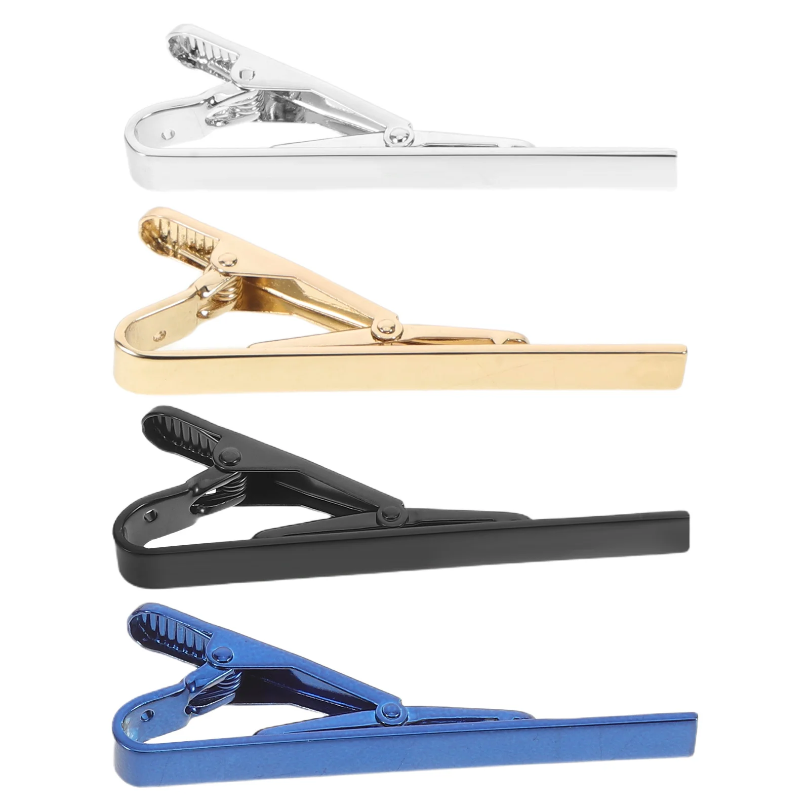

4Pcs Men's Tie Clips Brushed Metal Necktie Holders Secure Grip Business Wedding Formal Accessory Set Mens Tie Clips Set