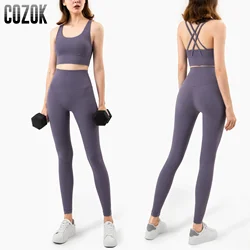 Ensemble femme 2 pièces, ensemble de Yoga sans couture 2 pièces, vêtements de gymnastique et Fitness pour femmes, combinaisons d'entraînement, soutien-gorge de sport, crop top, Leggings d'entraînement, ensemble sport