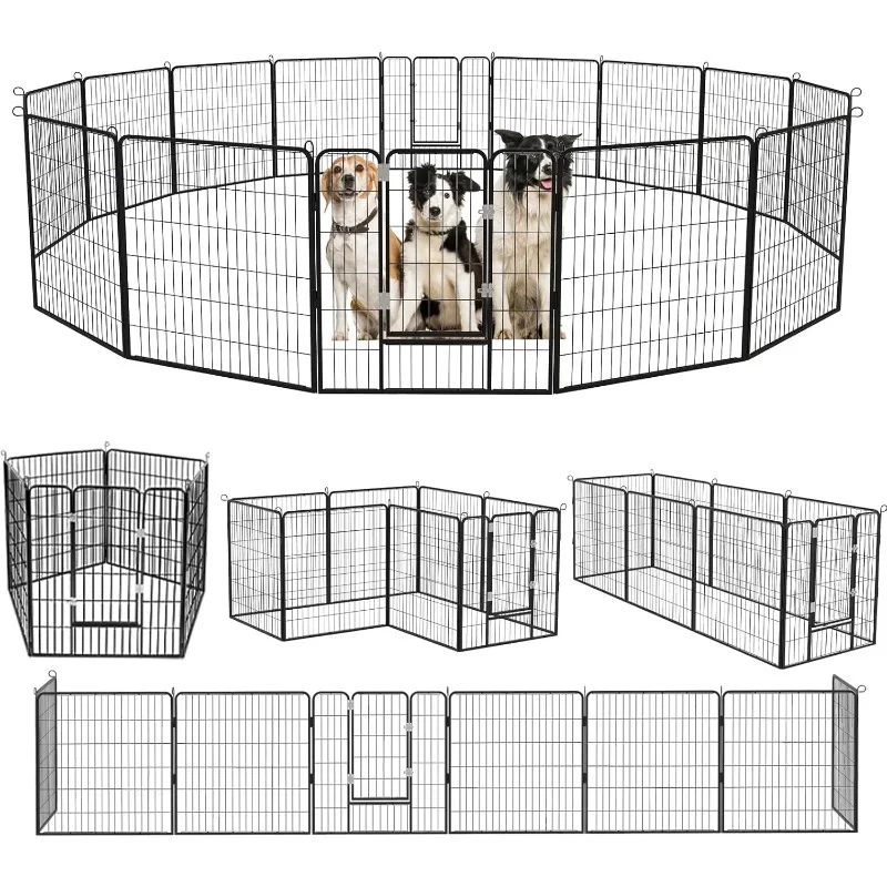 Heavy Duty Metal Dog Playpen Dog Fence for Outdoor, 8/16 Panels 24