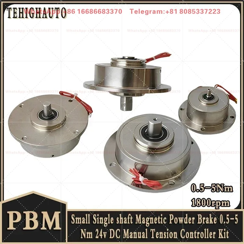 Small Single shaft Magnetic Powder Brake 0.5/1/2/5 Nm 24v DC Manual Tension Controller Kit for Printing machine,Textile machine