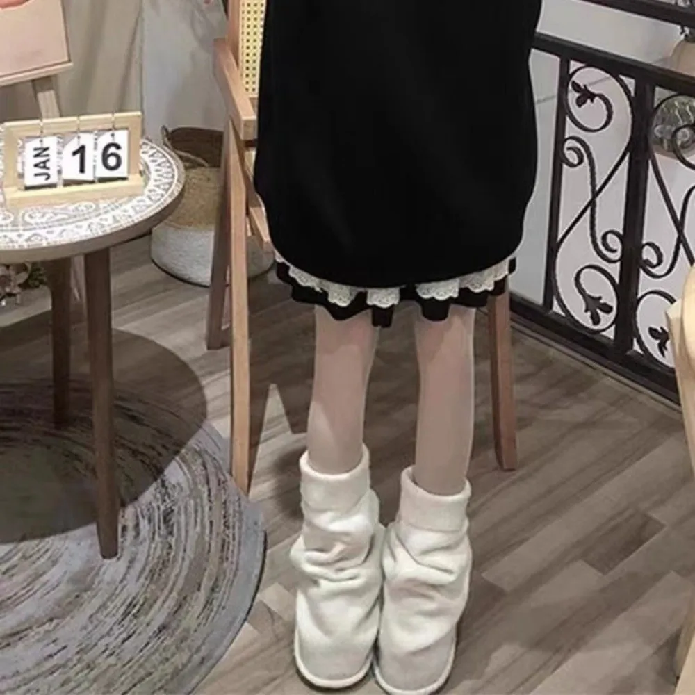 1 pair New Flared Hem Leg Warmers Solid Color Stretchy Boot Covers Wide Cut Uniform Socks Winter Season