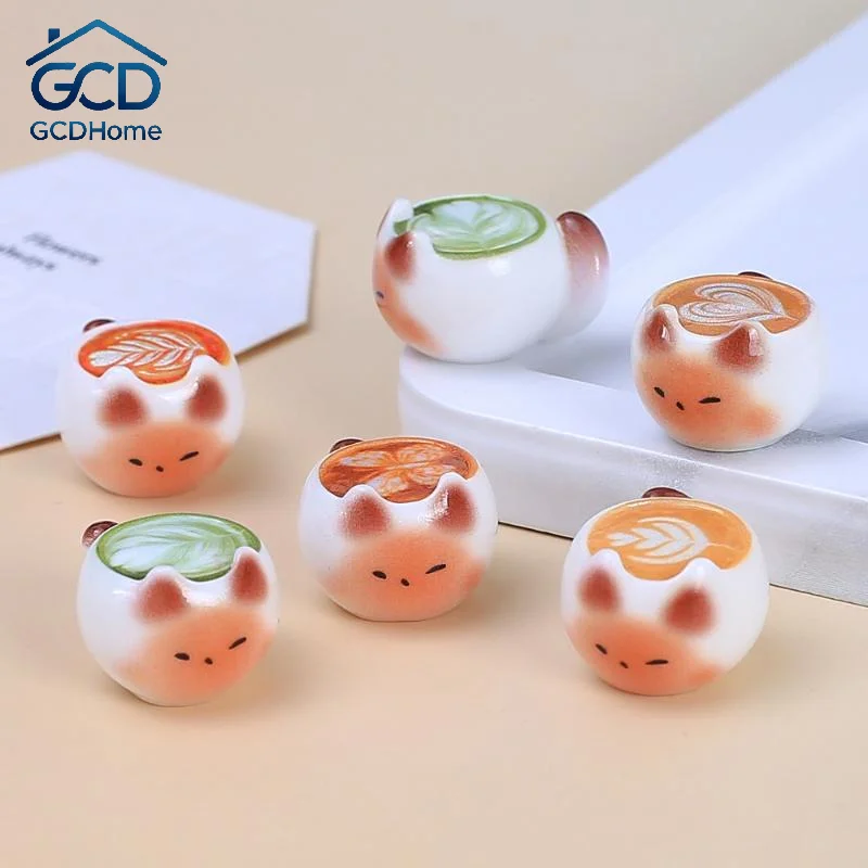 5/10pcs Resin Cat Shaped Coffee Non Porous Beads Cat Latte Mini Figurines Home Desktop Decor DIY Home Ornaments